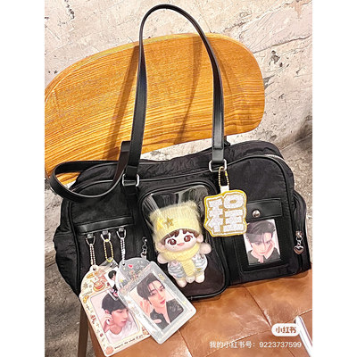 大容量轻便藏物痛包单肩斜挎藏灯牌包包暗格演唱会娃包