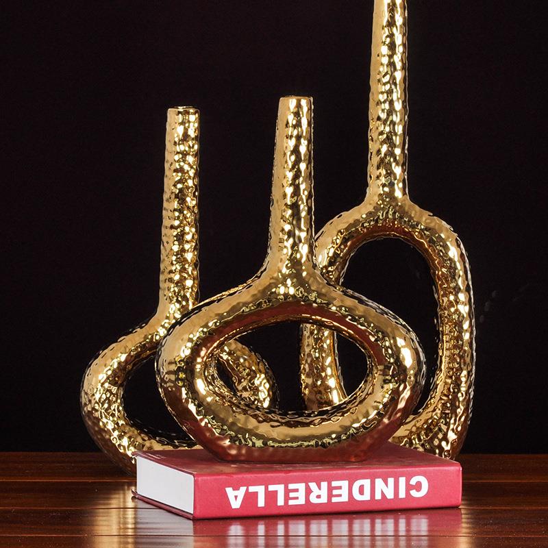 简约复古纹抽象创意摆件欧式样板间店铺客厅装饰品陶瓷摆设家居