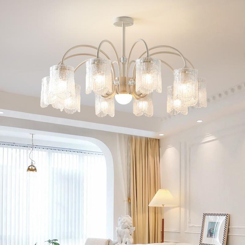 水晶吊灯现代简约奶油风大厅灯具法式轻奢玻璃创意造型新款客厅灯