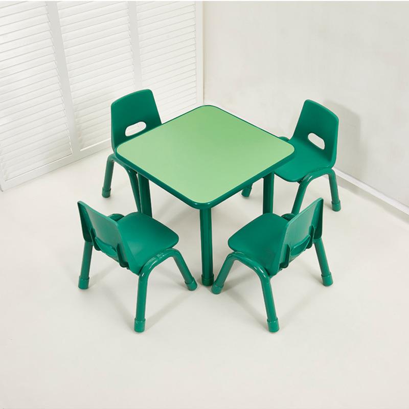 同贡幼儿园桌椅防火板正方桌四人八人桌学习桌儿童花边升降调节桌