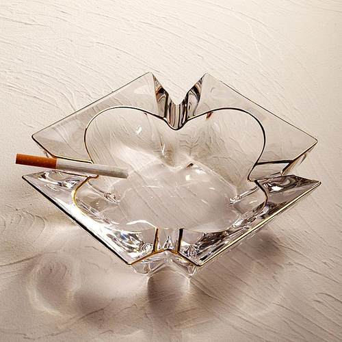 9WOR新款描金大号水晶玻璃烟灰缸办公室家用客厅茶几烟缸轻奢潮流