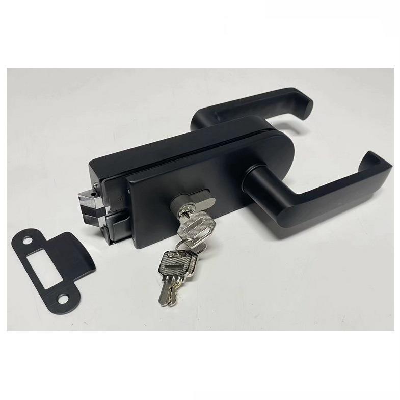 长固亚黑氧化欧式铝合金玻璃门锁推拉无框玻璃门办公商用锁单门