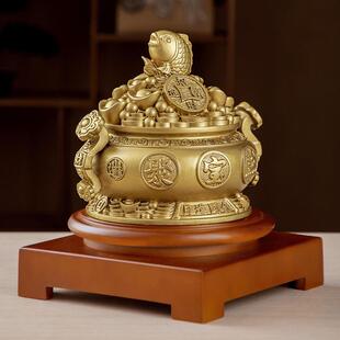 鎏金铜色树脂家居办公室装饰摆件聚宝盆开门红保险公司礼品送客户