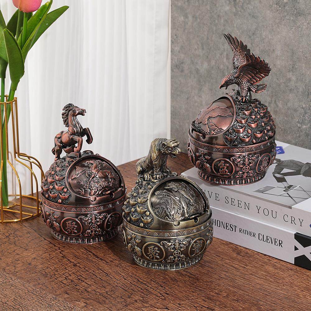 新款金属合金动物烟灰缸模型摆件抖音快手直播供货商背景家居摆件