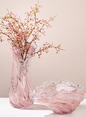 轻奢琉璃花瓶玄关客厅样板房茶几软装摆件餐桌装饰品水晶玻璃花器