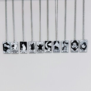 TAROT黑猫塔罗牌项链大阿卡纳愚者幸运之轮倒吊人女祭司吊坠配饰