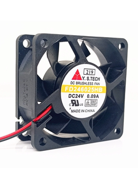 全新Y. S.TECH FD246025HE 24V 0.09A 静音散热风扇 6025 6cm厘米
