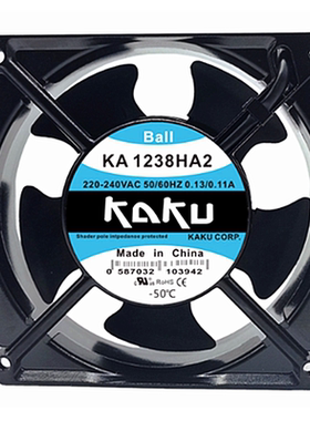 全新KAKU卡固 KA1238HA2 12038 12厘米cm 220V耐高温风扇交流风机