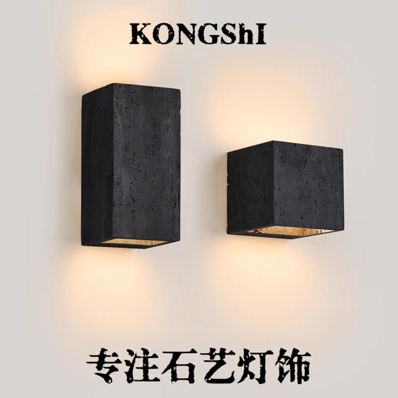 户外防水壁灯室外别墅庭院洗墙灯黑色意式极简走廊过道卧室床头灯