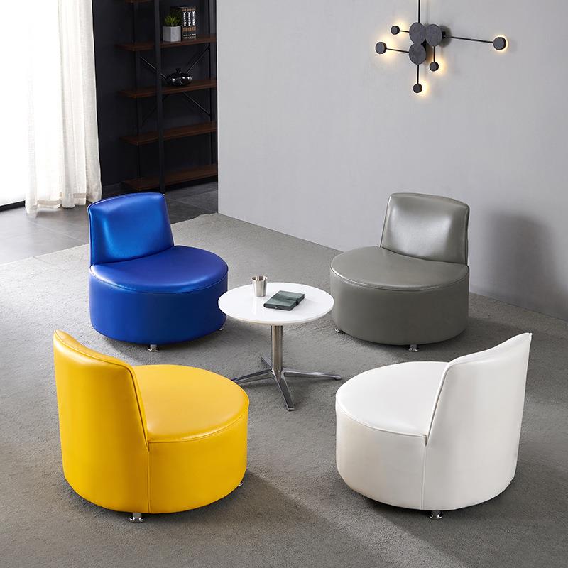 商务现代办公室皮沙发简约休息接待会客区休闲创意单人椅茶几组合
