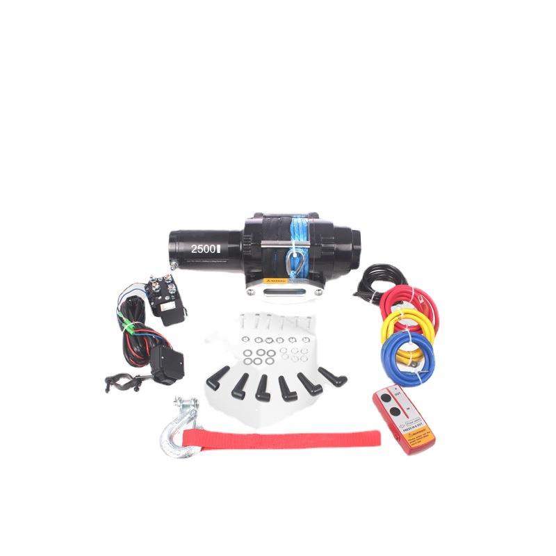 厂家直销ATV电动绞盘2500磅配尼龙绳小型电动绞盘