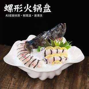 密胺创意海螺形刺身盘三文鱼盘日韩料理轻奢风寿司拼盘海鲜干冰盘