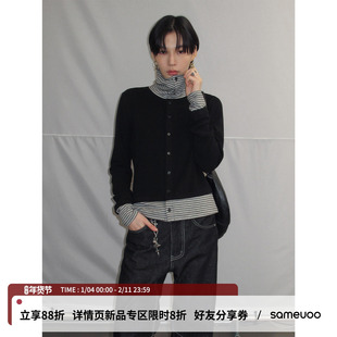 sameuoo散养文化「迷雾航线」假两件长袖t恤双面绒保暖内搭打底衫