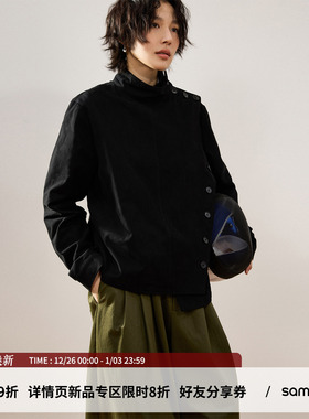 sameuoo散养文化「击剑玩家」机车夹克上衣女秋冬不规则设计外套