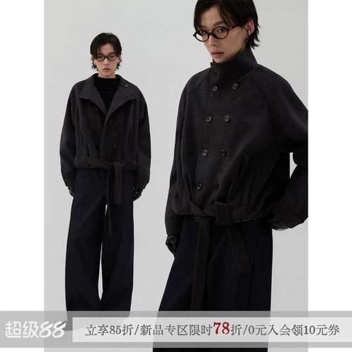 【王星越同款】sameuoo散养文化「黑曜」羊毛混纺双排扣毛呢外套