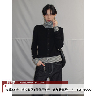 sameuoo散养文化「迷雾航线」假两件长袖t恤双面绒保暖内搭打底衫