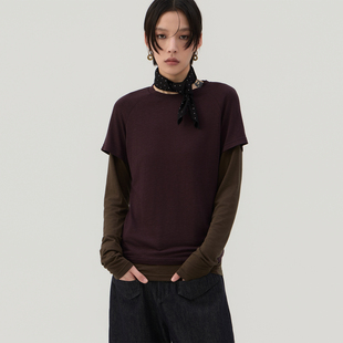 sameuoo散养文化「月亮鲸鱼」假两件长袖 00限时68折