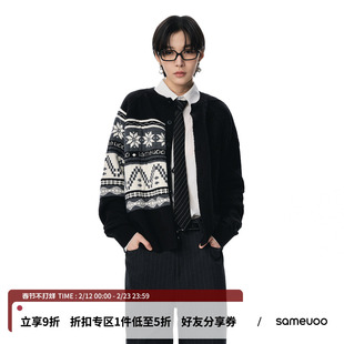 sameuoo散养文化「赫尔辛基日记」费尔岛提花毛衣开衫外套冬季