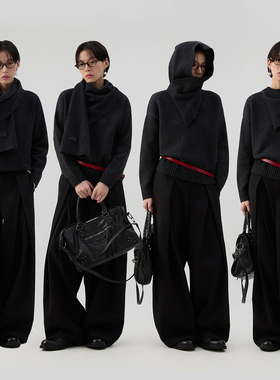 sameuoo散养文化「围城」围巾领毛衣中性风多种穿法保暖针织上衣