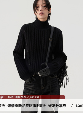 sameuoo散养文化「简英」斜排装饰扣可外穿内搭毛衫 保暖高领毛衣