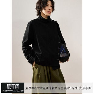 sameuoo散养文化「击剑玩家」机车夹克上衣女春季 不规则设计外套