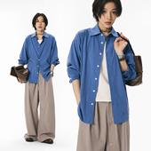 中性克莱因蓝衬衣 春女 sameuoo散养文化「氧」蓝色长袖 衬衫