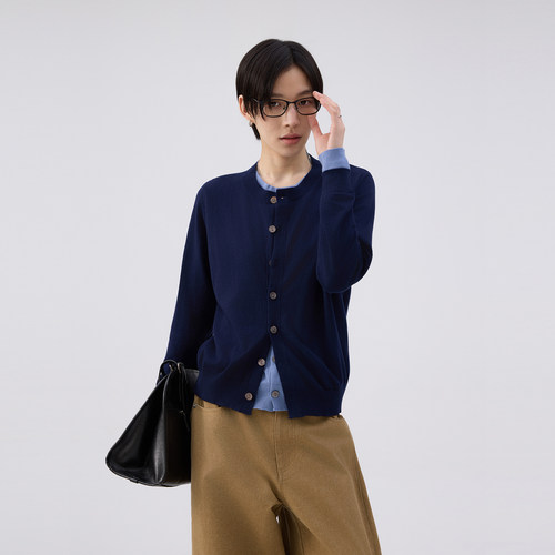 sameuoo散养文化慵懒风假两件毛针织衫女春秋无性别毛衣开衫