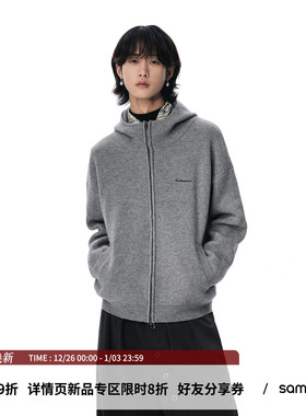 sameuoo散养文化「盐茶」连帽毛衣外套秋冬 880g重磅开衫针织衫