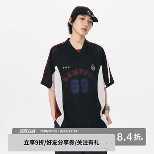 sameuoo散養(yǎng)文化「X69」運動中性風(fēng)V領(lǐng)短袖 男 寬松半袖 t恤女夏季