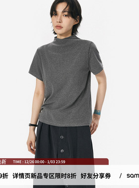 sameuoo散养文化「烟灰」正肩修身长袖秋短袖t恤女男中性风上衣夏