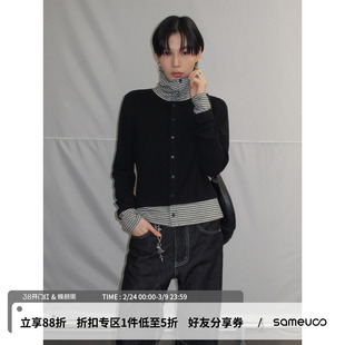 sameuoo散养文化「迷雾航线」假两件长袖t恤双面绒保暖内搭打底衫