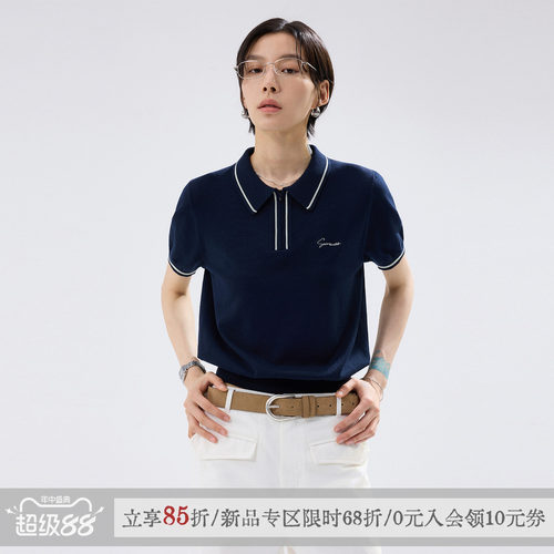 散养文化莱赛尔针织短袖polo衫女