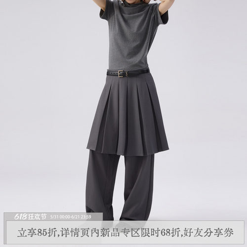 散养文化百褶裙裤休闲西装裤春