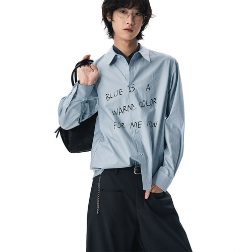 散养文化无性别长袖衬衫女夏衬衣