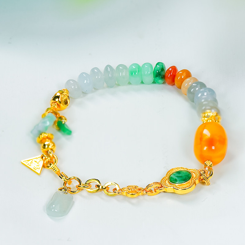 新中式国风天然飘花翡翠A货银镶嵌大气老蜜枣珠四叶草翡翠手链,珠宝/钻石/翡翠,手链/手串,淘宝优惠券,粉丝福利购,淘宝优惠卷