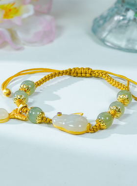 洛丽亚天然和田玉手串手绳