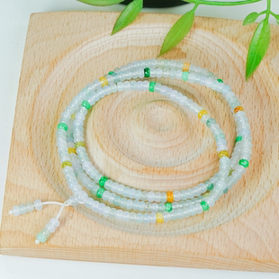 天然翡翠吊坠A货时尚简约高冰彩色珠子项链