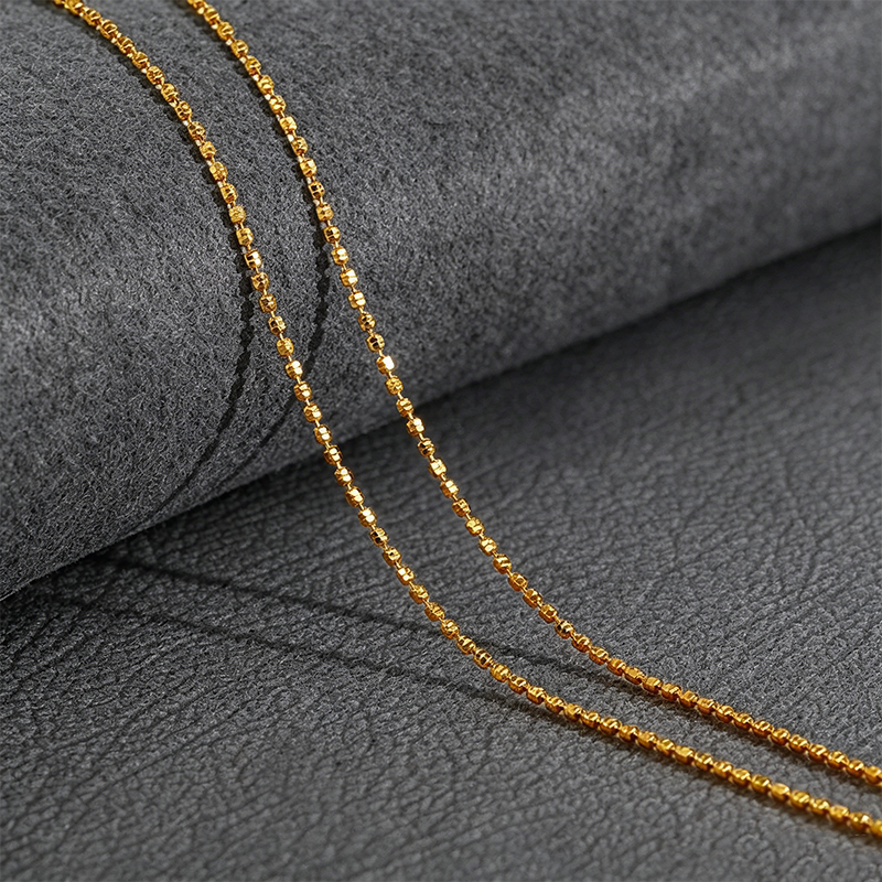 闪闪珠链银925素链时尚简约百搭金色细款锁骨链项链(约50cm)