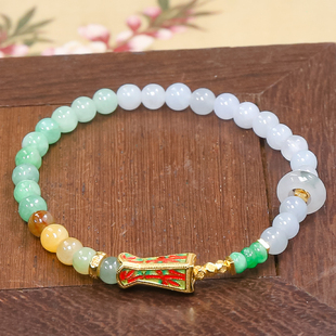 圣诞节银镶嵌翡翠A货精致复古多样色泽搭配珠珠手串送妈妈送爱人