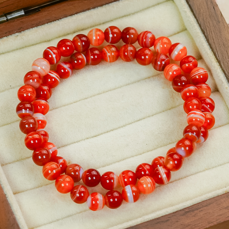 天然蚕丝玛瑙手串圆珠手链