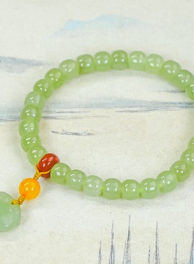 天然和田玉银镶嵌时尚简约风晴水珠珠手串（多样性发货）