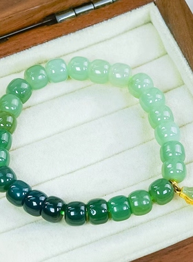 天然和田玉渐变晴水葫芦珠子手串