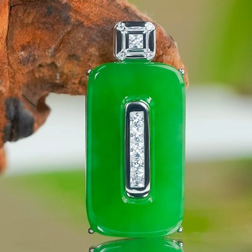 天然和田玉方糖吊坠银镶新中式国风高级感玉石碧玉方形平安扣项链