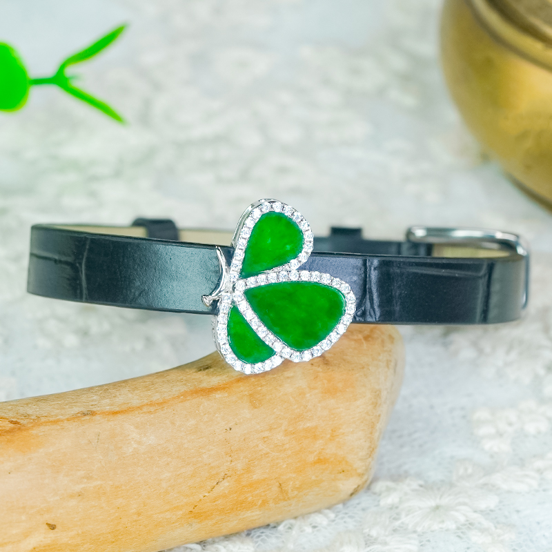 天然翡翠吊坠A货满绿玉蝴蝶手表