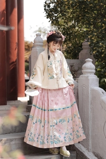 简姿情原创汉服女明制琵琶袖方领补服半袖马面裙秋冬季加绒