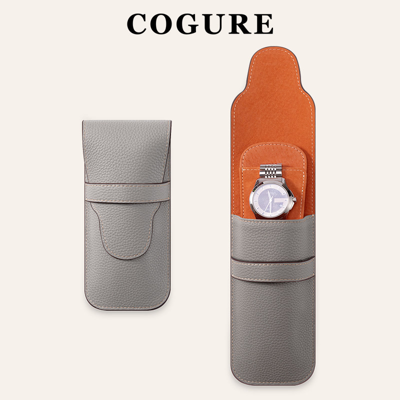 COGURE高档真皮手表保护袋收纳袋防刮便携头层牛皮奢华复古男礼物