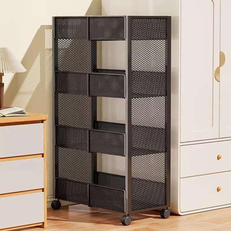 书架落地置物架可移动带轮桌边夹缝书柜桌下书本文件收纳柜小推车