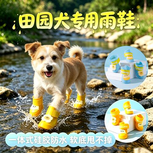 田园犬专用狗狗雨鞋脚套小狗鞋子外出软底甩不掉夏季透气雨天防脏