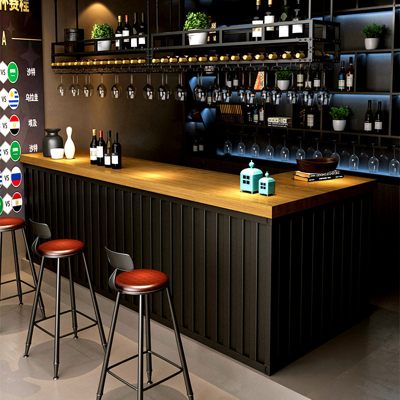 工业风酒吧吧台台球厅餐厅接待前台复古奶茶烧烤店收银台柜台转角