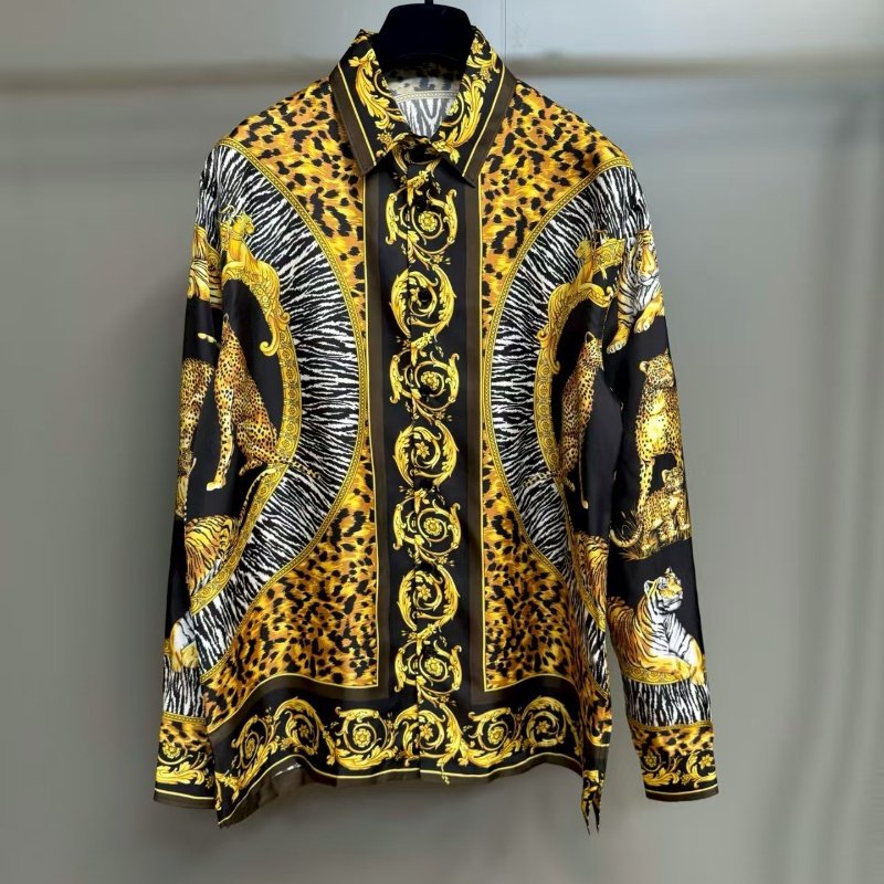 巴洛克100%桑蚕丝长袖衬衫